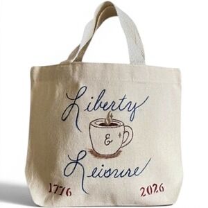 Liberty & Leisure Everyday Tote Hand Painted Coffee Lover Americana Canvas Tote